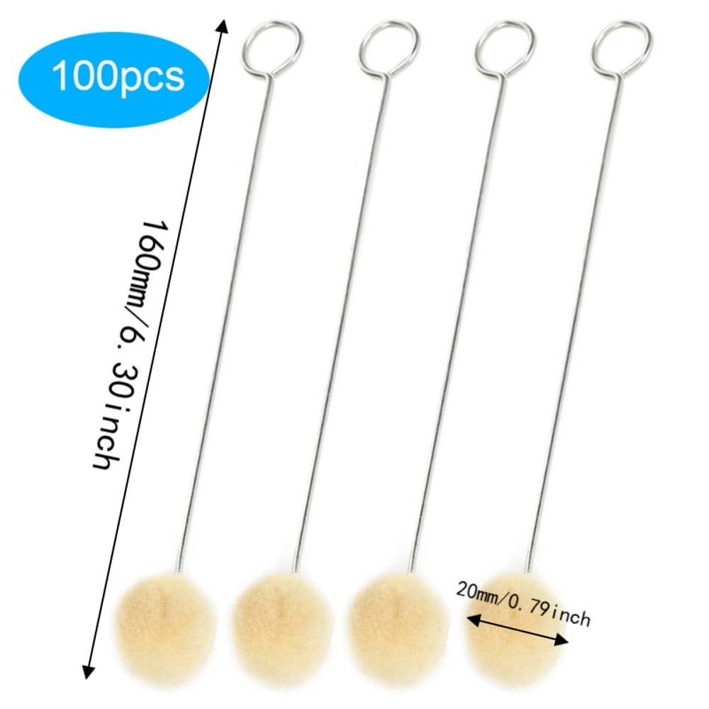 100pcs Metal Handle Wool Daubers Ball Shape Leather Dye Applicator Felt Ball Brush  Glue Application