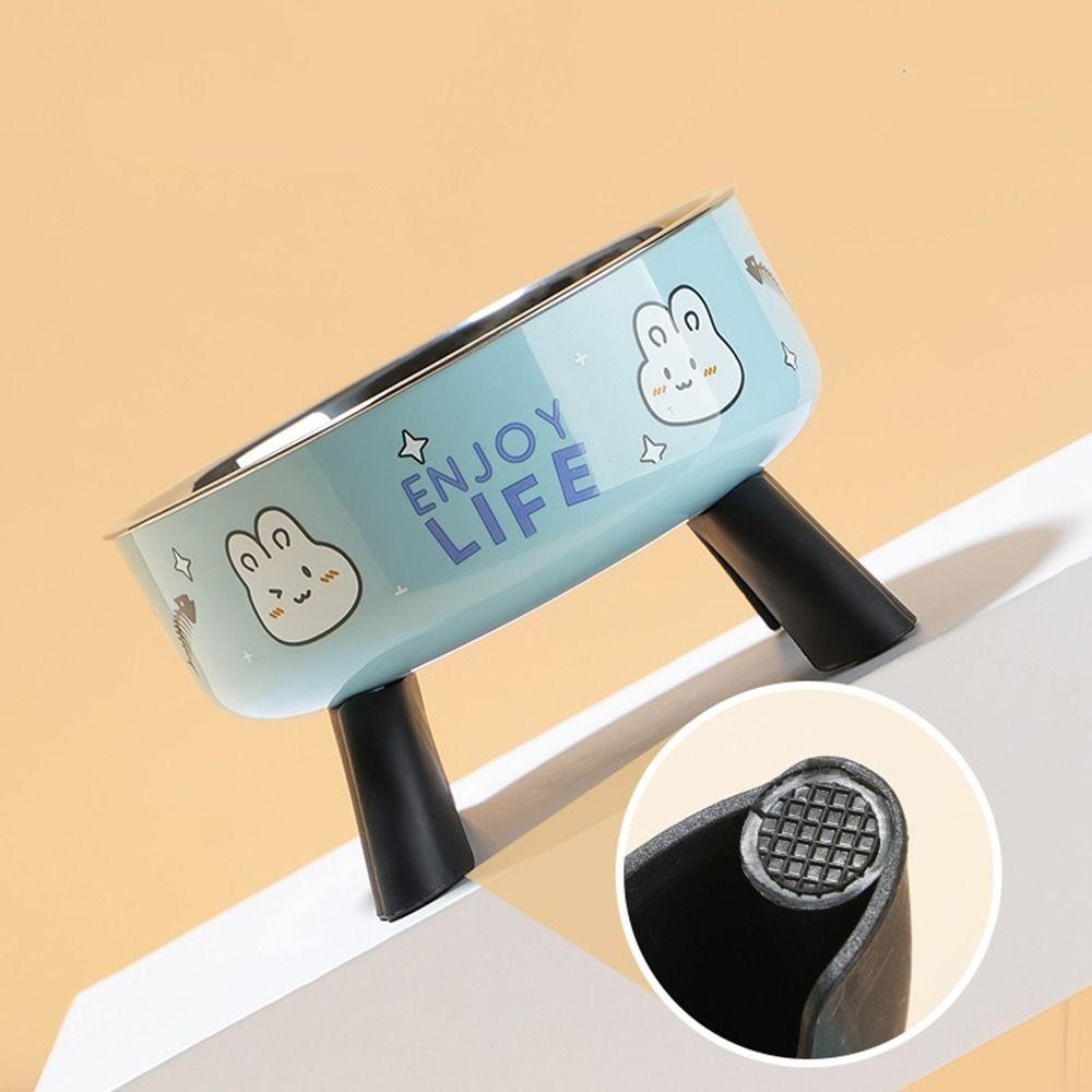 Neck Protection High-Legged Pet Bowl Stainless Steel Cat Food Water Bowl  for Cats Dogs