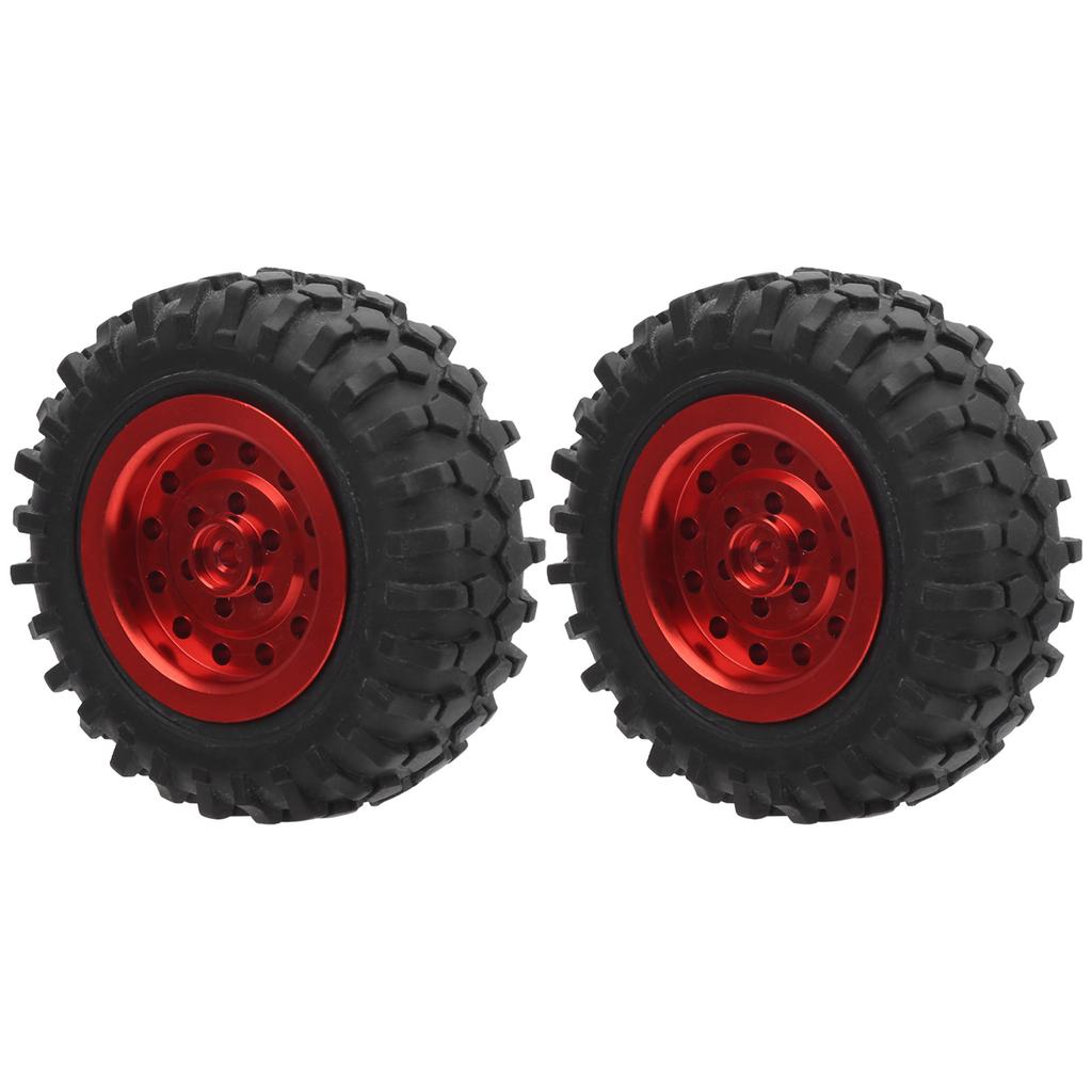 55mm2.2in RC Truck Tires with Screw Aluminium Alloy Rubber AntiSkid for WPL D12 110(Red R )