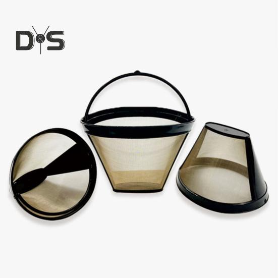 Filtru de cafea din oțel inoxidabil pentru aparat de cafea, reutilizabil, cu mâner încorporat, fără BPA, plasă fină, strecurătoare de cafea, coș de filtru pentru aparat de cafea