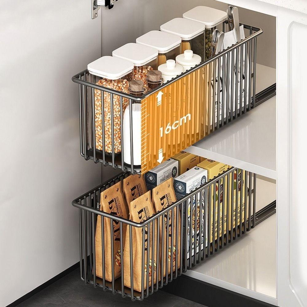 Carbon Steel Slide-Out Drawer Storage Box Pull Out Under Sink Storage Drawer  Bathroom