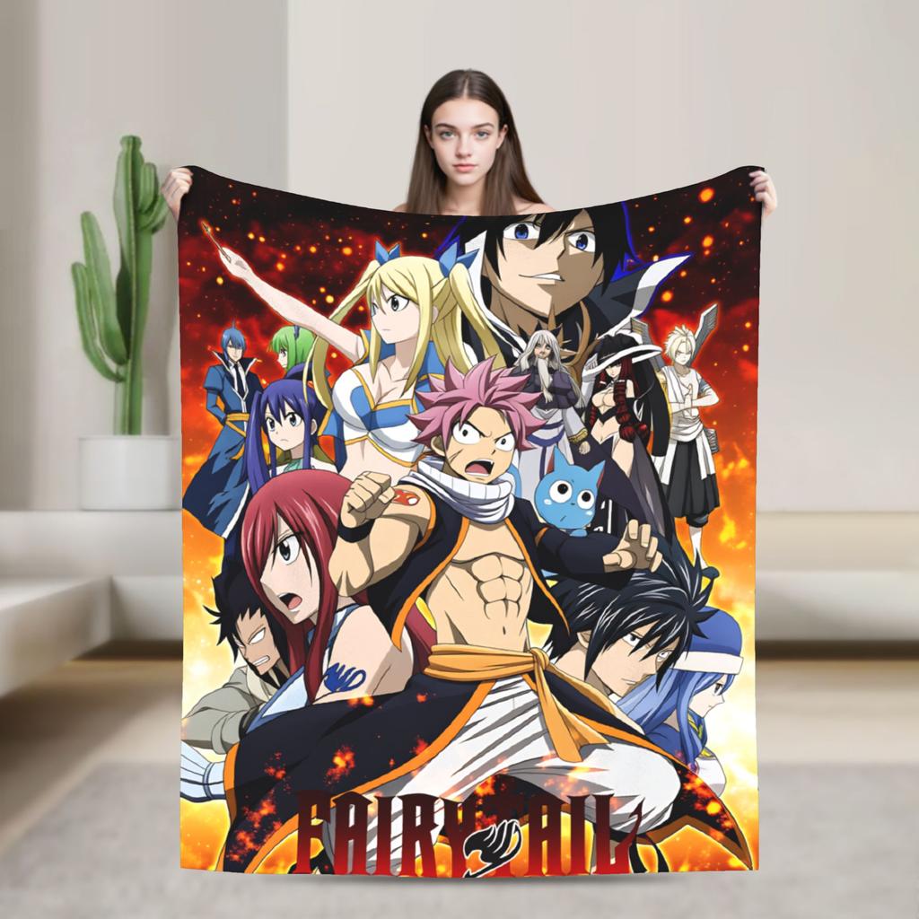Fairy Tail Warm Soft Blanket Japanese Anime Travel Plush Throw Blanket Aesthetic Couch Chair Flannel Bedspread Sofa Bed Cover