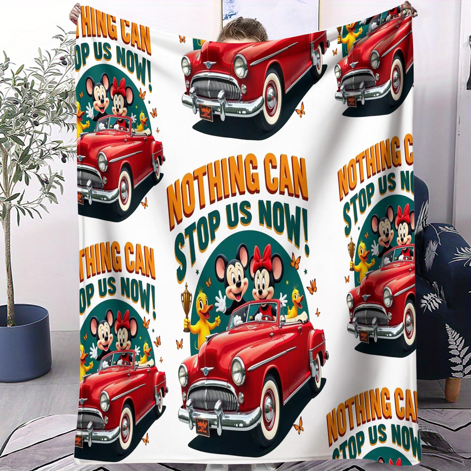 

Heart Print MickeyMinnie Cute Cartoon Couple Print Fleece Blanket for Adult Quality Super Warm Blanket for Travel Picnic Home 70x100cm