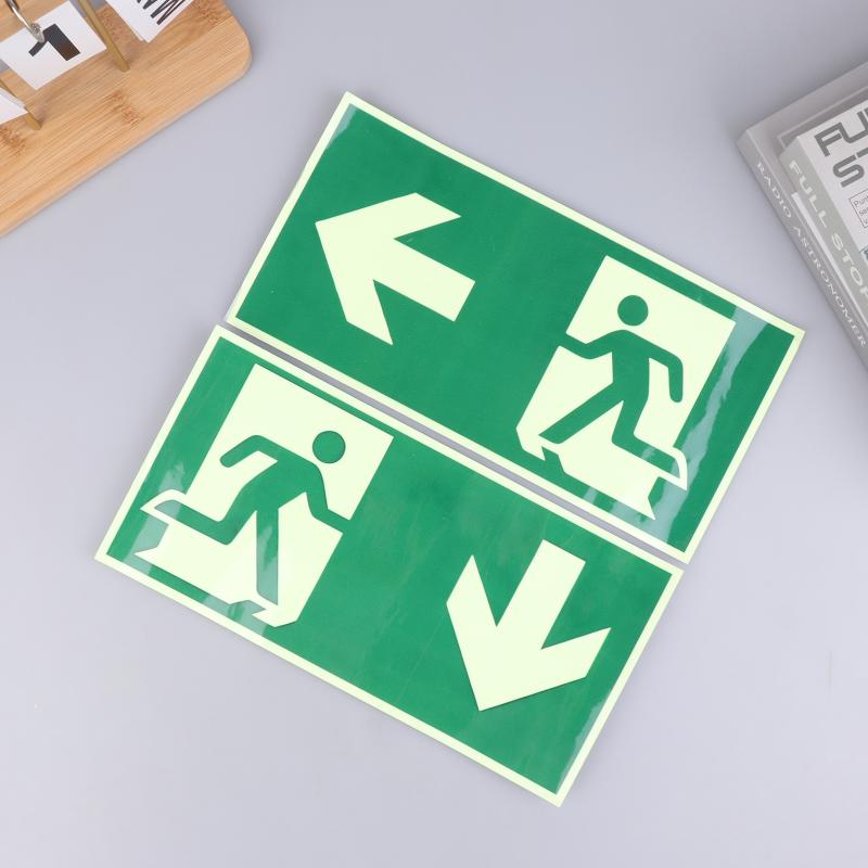 1 Luminous Exit Sign - Emergency Evacuation Safety Wall Decal, Photoluminescent Fire Evacuation Indicator With Green Border