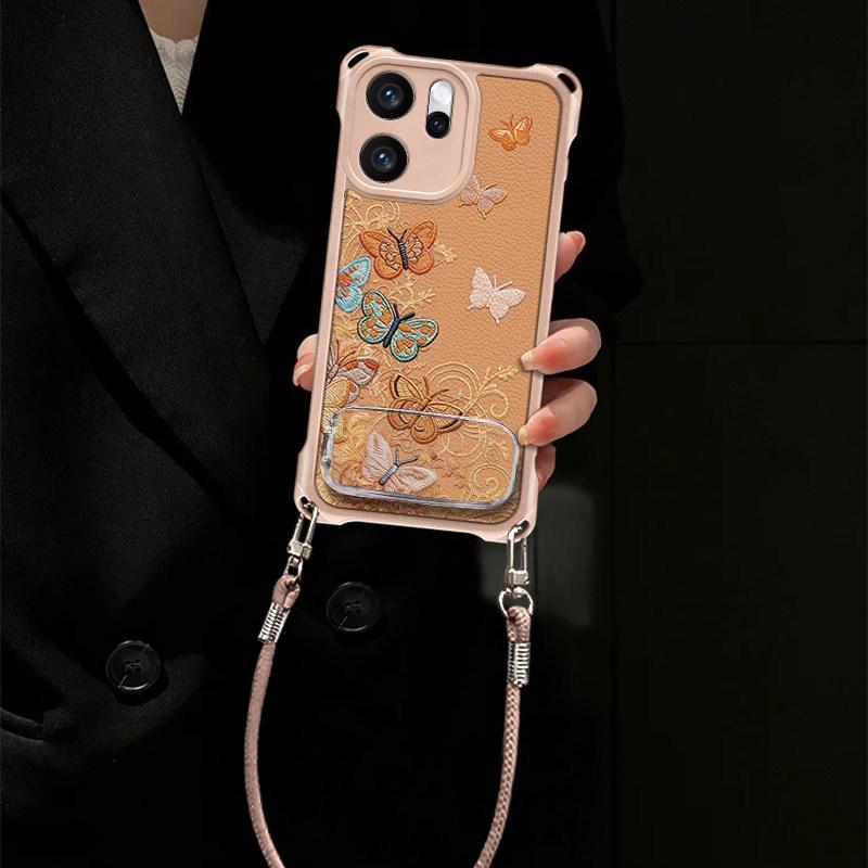 Butterfly Is Suitable for OPPOreno15 Mobile Phone Case Reno14/13 Anti-drop Reno12/11 Makeup Bracket 10/9 Women