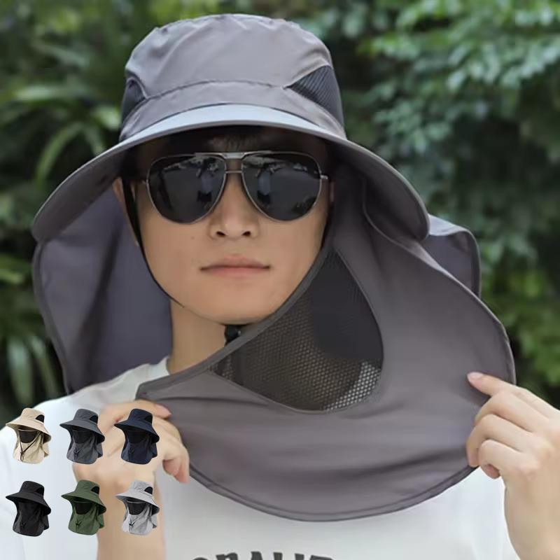 Letnie kapelusze przeciwsłoneczne Ochrona UV Czapka wędkarska na zewnątrz dla mężczyzn i kobiet Piesze wycieczki Camping Daszek Kapelusz typu Bucket z klapką na szyję Kapelusz rybaka