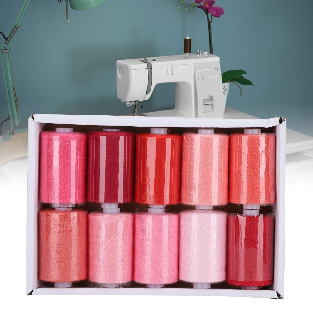 10Pcs Assorted Colors Sewing Thread Set 1000 Yards All Purpose Threads  For Quilting