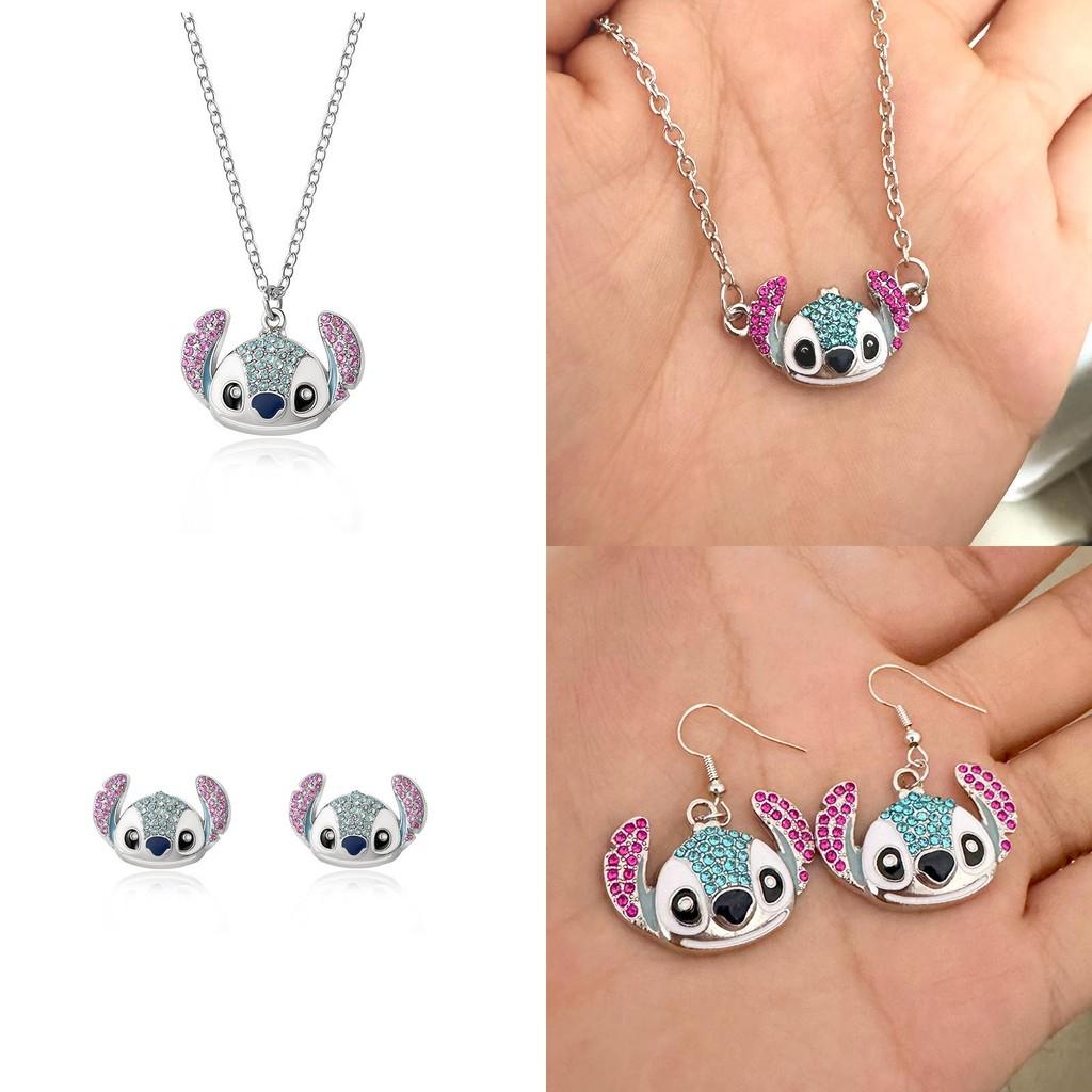 Whimsical Sparkling Cartoon Drip Oil Jewelry Set With Lovely Necklace Bracelet And Earrings For Fashionable Gift Giving