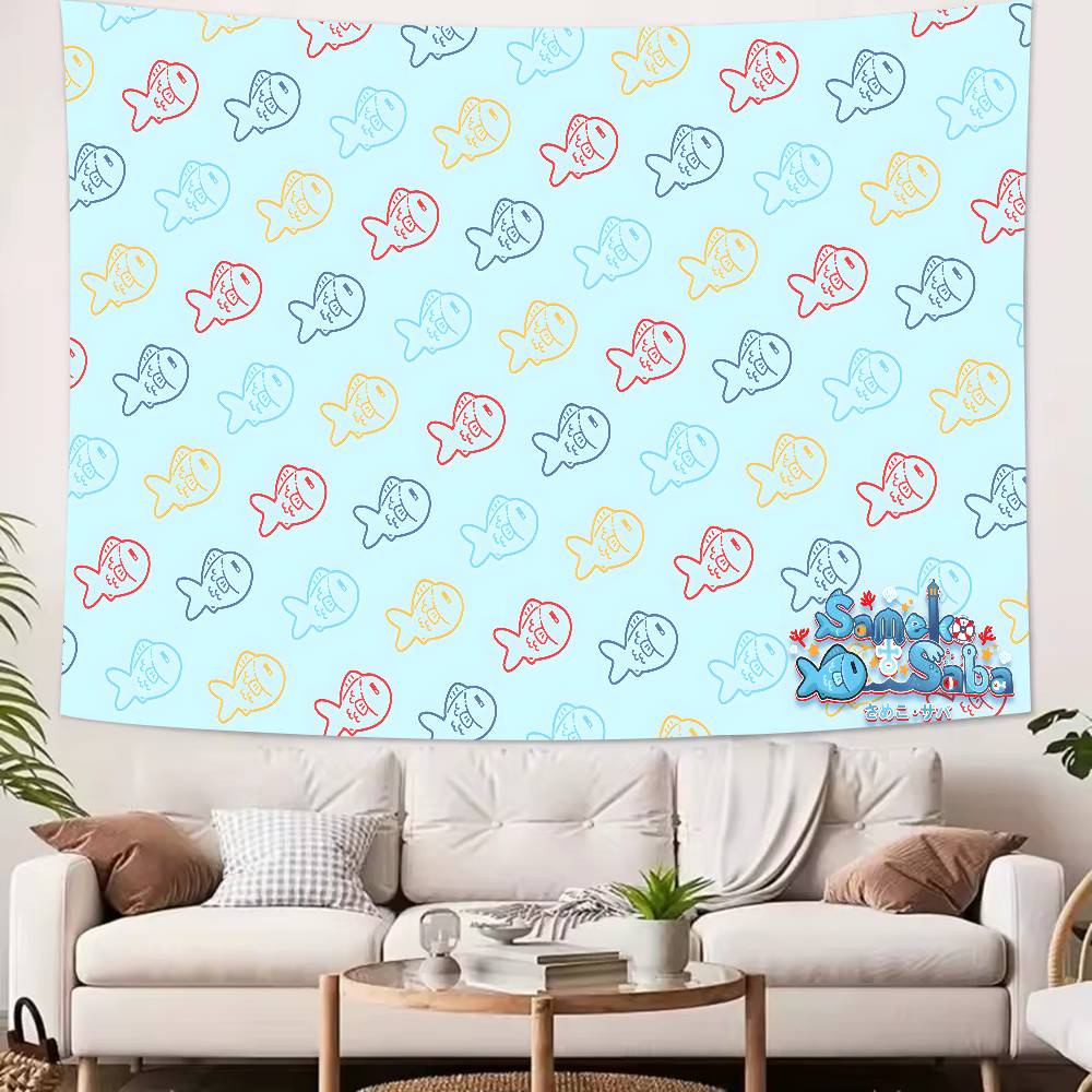 Virtual Artists Kawaii Hot Sameko Saba Tapestry Popular Room Decoration Wall Tapestry Art Room Home Decor Wall Art Decor