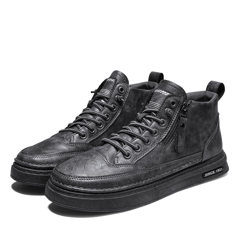 

Обувь Студенческая зимняя хлопковая обувь Высокие модные повседневные туфли Трендовые ботинки Плоские туфли Корейская версия Инструментальные мужские ботинки 44 серый