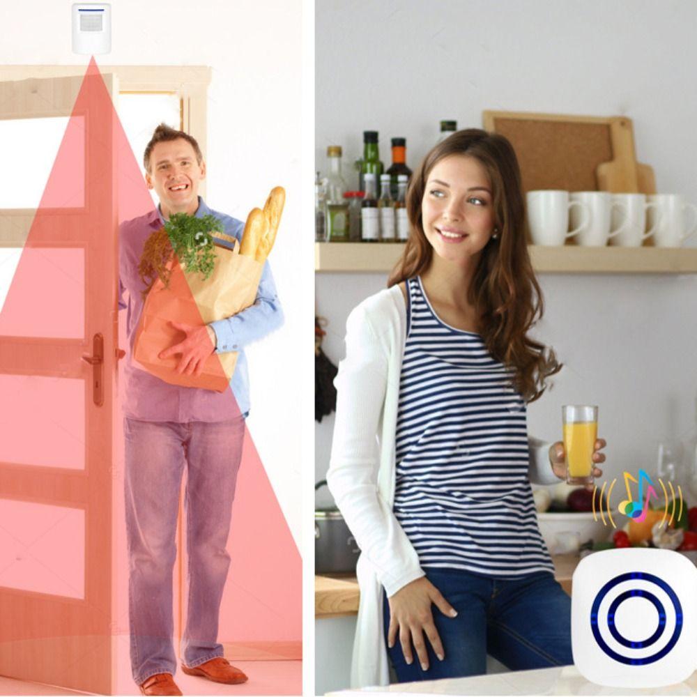 Volume Adjustment PIR Infrared Sensor 38 Chimes Receiver Transmitter Wireless Doorbell Office