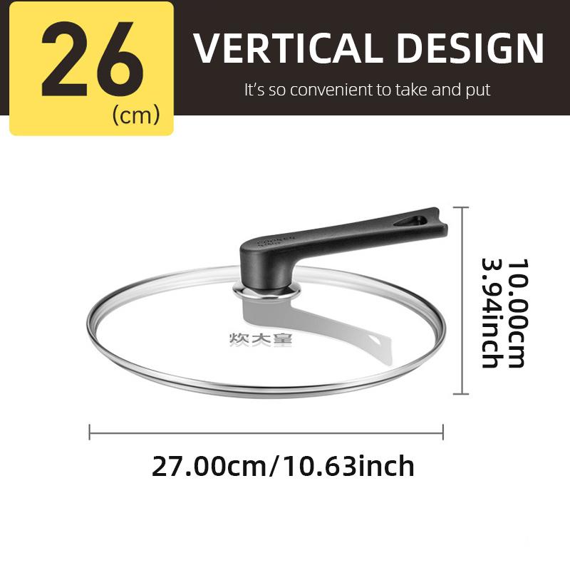 Cooker King Pot Cover 24/26/28/30/32cm Household Frying Pan Tempered Glass Cover Kitchen Wok Pan Universal Splash-Proof