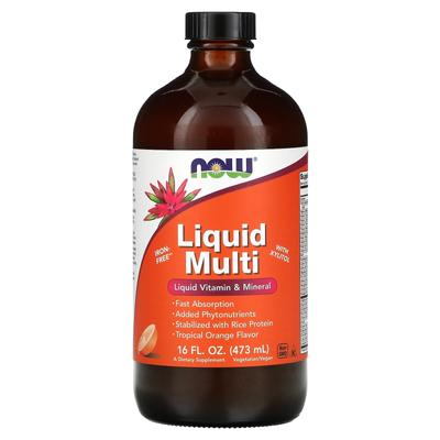Liquid Multi, with Xylitol, Tropical Orange, Iron-Free, 16 Fl Oz (473 Ml)
