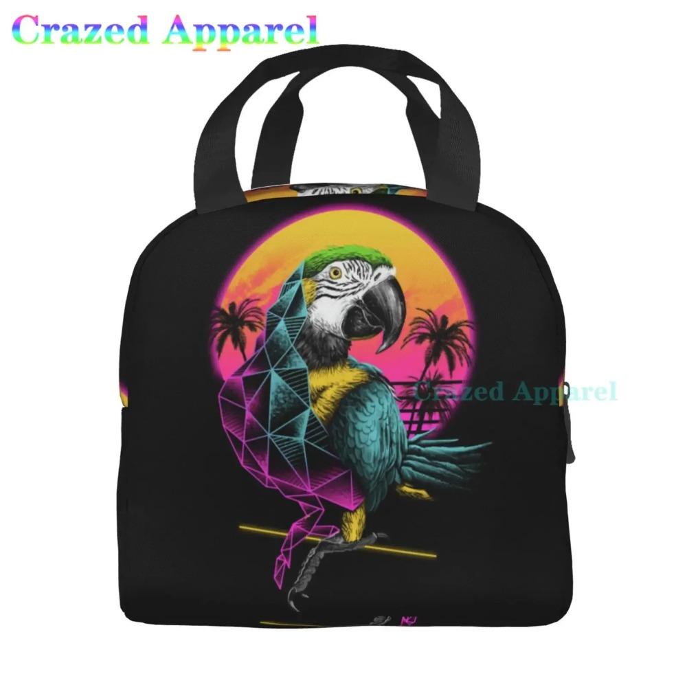 Large Lunch Bag Parrots On Branches Printed Insulated Lunch Box for Women and Men, Portable Lunch Box for Work Picnic Beach