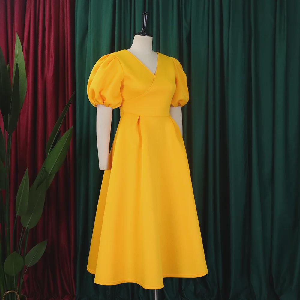 Rochie africană cu mâneci bufante cu decolteu în V - Moda 2023 pentru femei