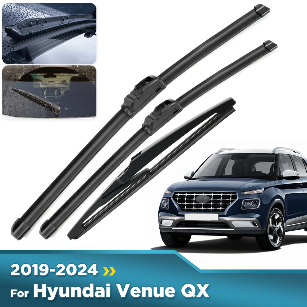 For Hyundai Venue QX 2019-2024 2020 2021 2022 Wiper Front & Rear Wiper Blades Windshield Windscreen Window Brushes 24"+18"+12