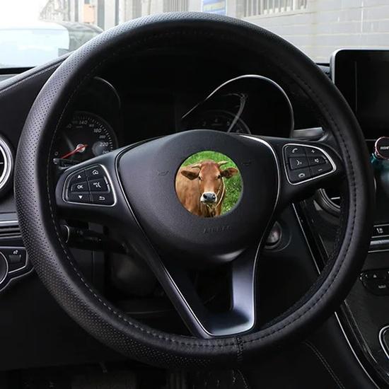 Universal 38cm Car Steering Wheel Cover Genuine Leather Braid For Steering Wheel 15in Cowhide Car Steering Wheel Wrap Soft Cool