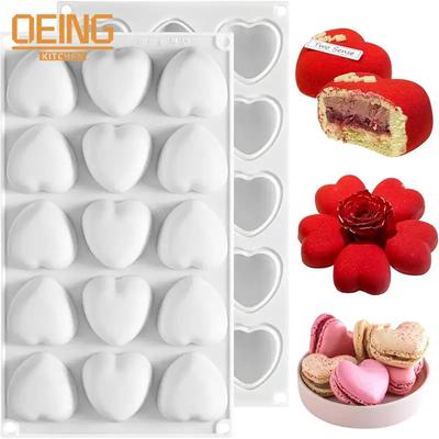 Herzförmige Schokoladen-Silikon-Backformen für Französische Desserts Mousse Gebäck Fondant Süßigkeiten Gummibärchen Kuchen Dekoration Backform