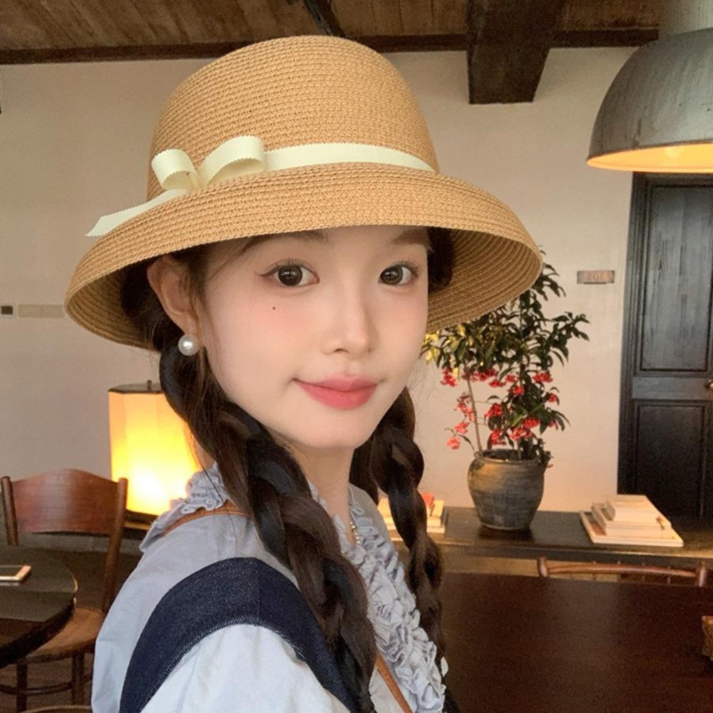 Hepburn Weaving Cap French Bucket Sun Hat Ins Visor Basin Cap  Travel