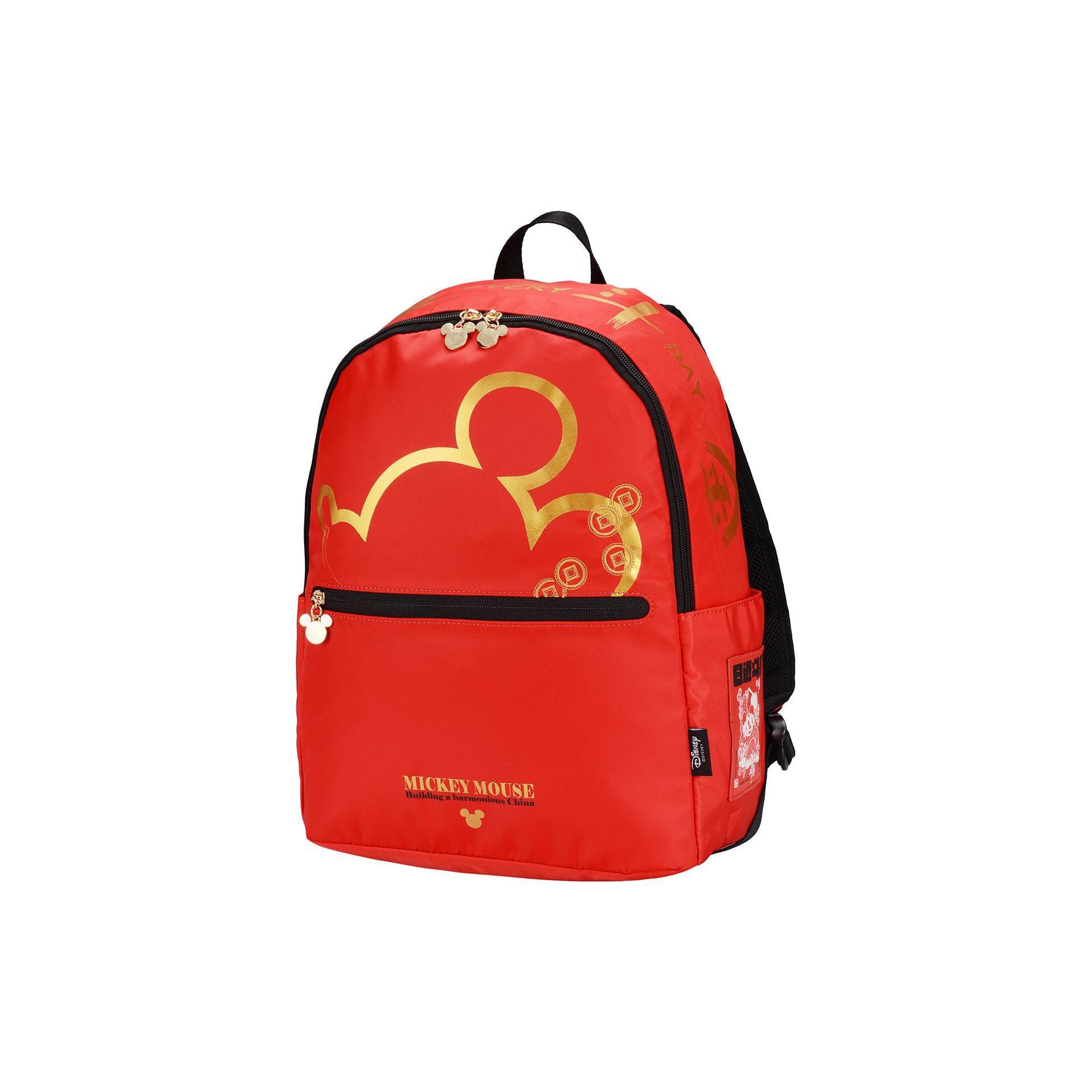Li Ning X Disney Mickey Collaboration Sports Fashion Series Zipper Backpack Unisex Backpack Red ABSQ056-2 Red