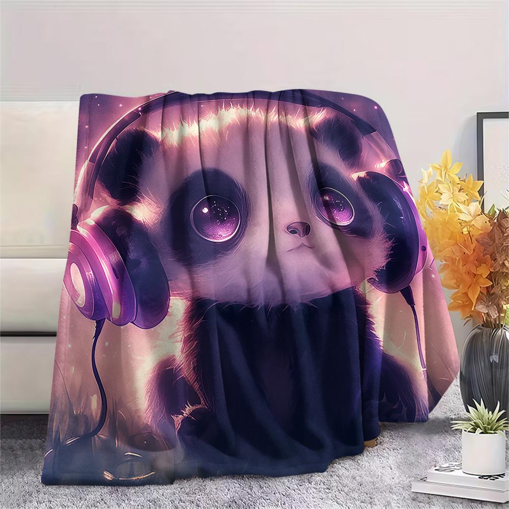 Panda Print Flannel Blanket, High quality Comfortable for All Seasons, Home Decor, Warmth and Comfort, Perfect for Christmas Gifts