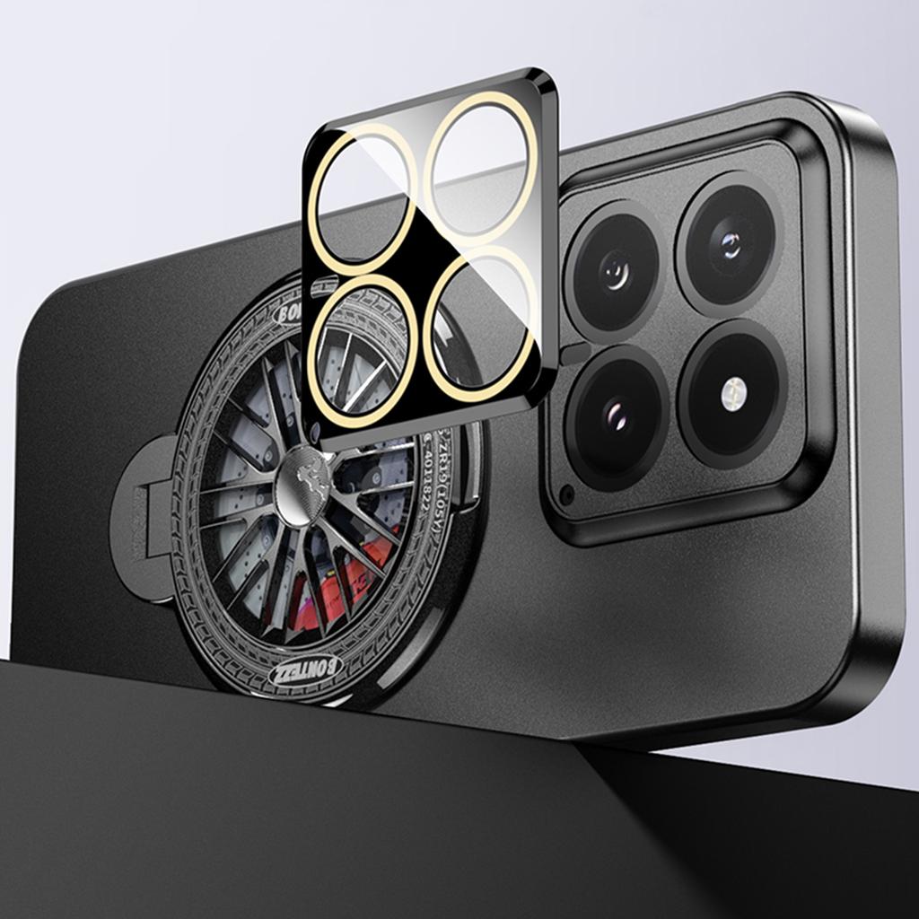 VOERO For Xiaomi 14 Pro PC Case Rotating Gyro Kickstand Phone Case with Lens Film