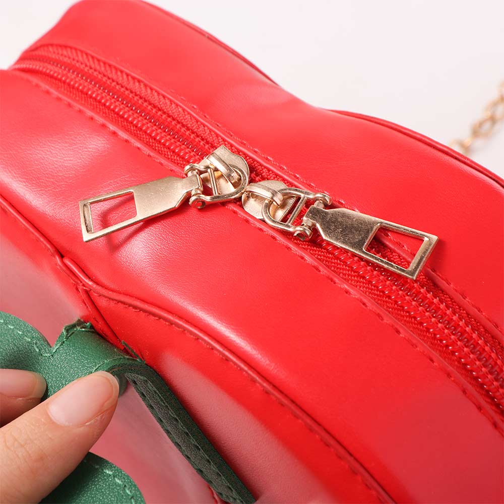 Waterproof Red Fruit Crossbody Bag Kawaii PU Shoulder Pouch Trendy Chain Cherry Shape Bag Summer