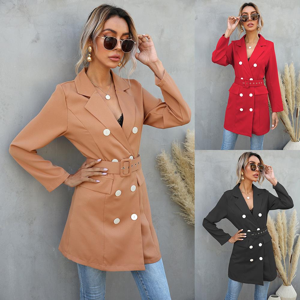 

Spring and Autumn Collar Long Button Suit Jacket S