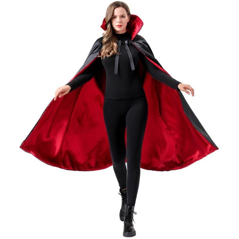 Halloween Cape Adult Makeup Props Red and Black Double-sided Stand-up Collar Reaper Cape Pirate Vampire Cape Costume