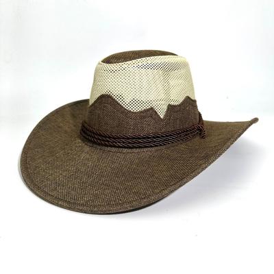 Westlicher Cowboyhut Herren Sommer Outdoor Angelhut Reise Urlaub Urlaub Atmungsaktiver Strohhut Schatten Sonnenschutzhut