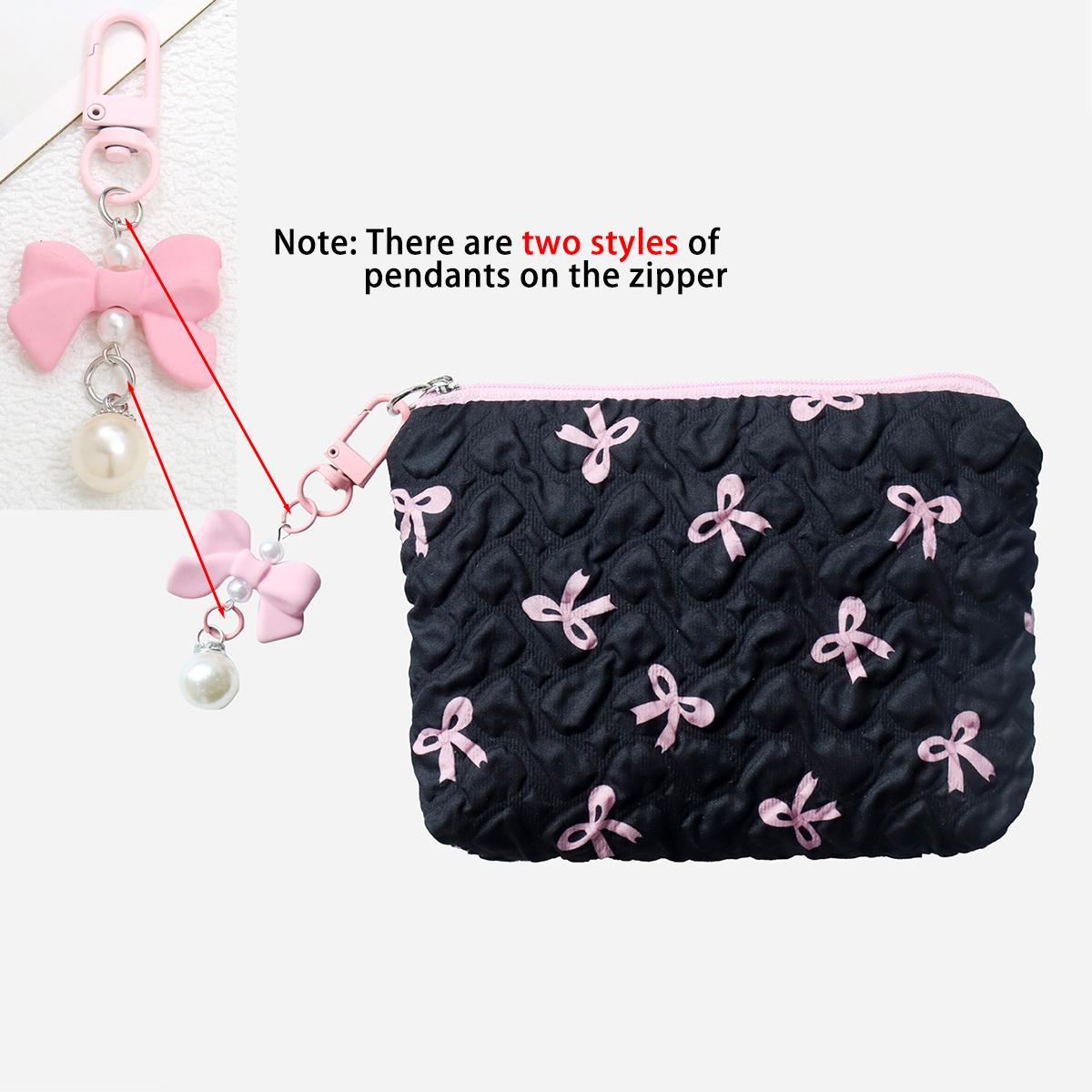 Embroidered bow makeup bag, high appearance level, coin purse storage bag, cute, large capacity, high-end makeup bag
