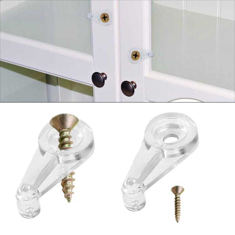 50PCS Glass Clip Set Strong & Sturdy Clips with Screws for Cabinet Glass Fixing