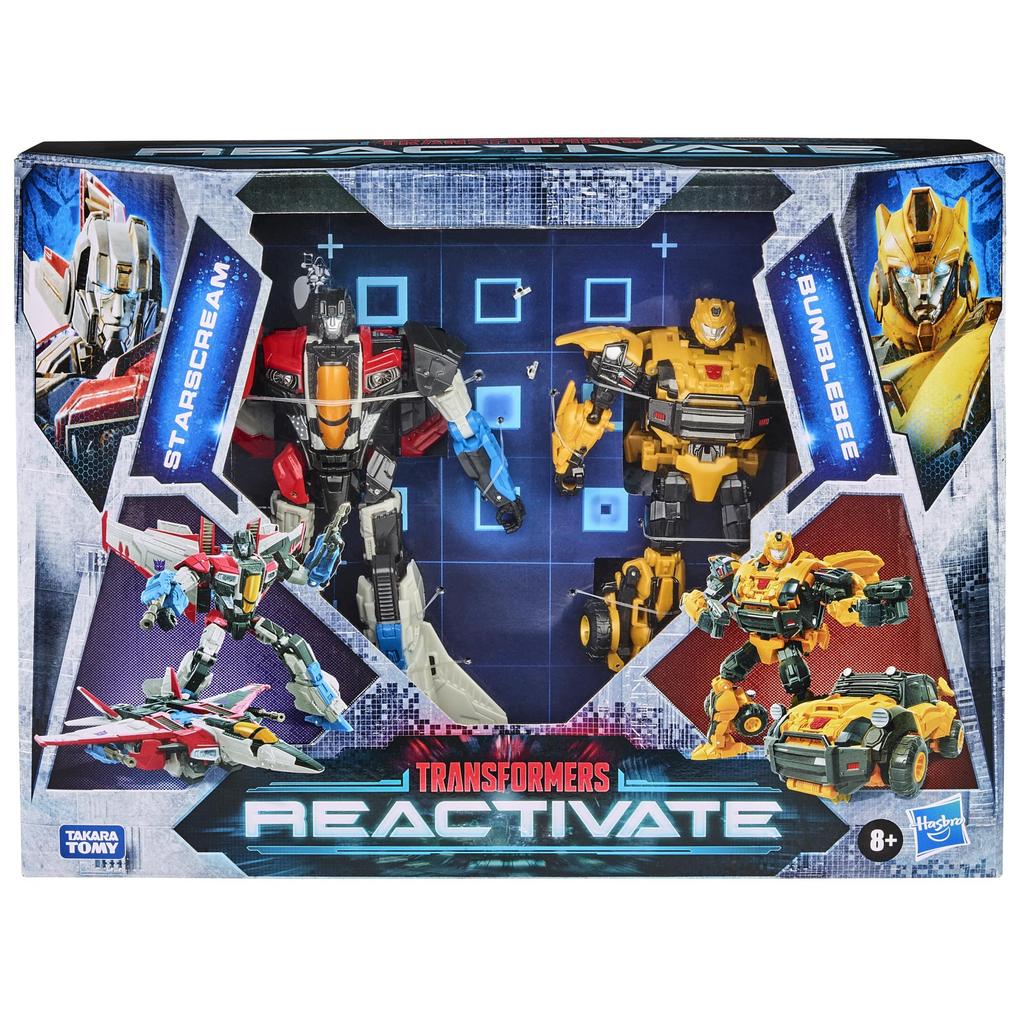 Transformers Reactivate Video Game-Inspired Bumblebee and Stark Stark 2-Pack 6.5-Inch Transforming Action Figures, Ages 8+, Medium, F0383