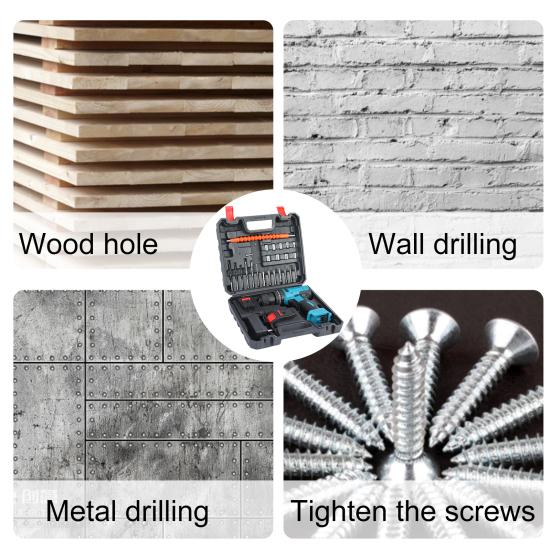 21V Electric Drill Cordless Powerful Multifunction Variable Speed Impact Driver with 27Pcs Accessories