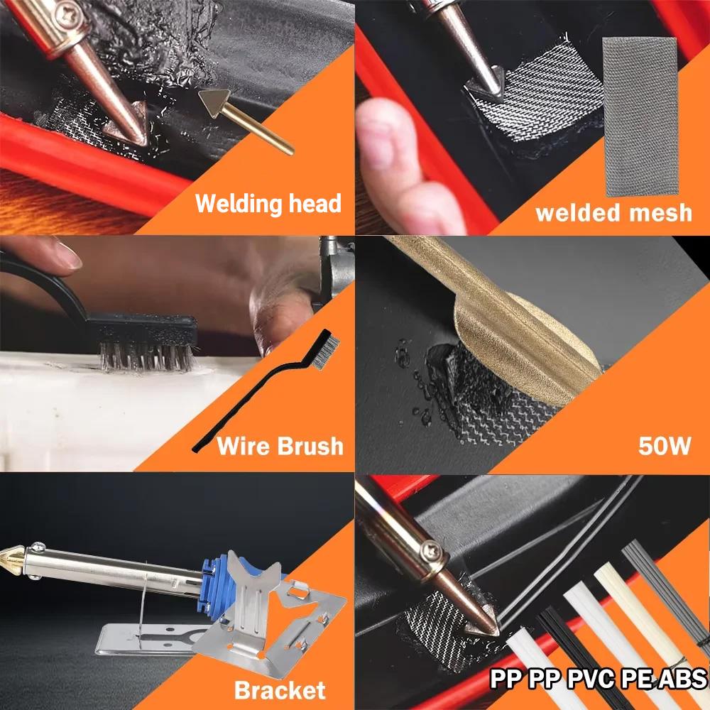 Pro Plastic Repair Soldering Iron 220V/110V for Car Bumper & Damaged Plastic Temperature Adjustable Include PP/PE/ABS/PVC Solder