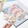 Girls Sandals Kids  Summer PU Leather Fashion  Comfortable Soft Closed Toe Summer Sandals Cute Flower Princess Flat Shoes