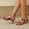 Moda 2025 Lato Nowe Mieszane Kolory Damskie Kapcie Outdoor Cyrkonie Grube Obcasy Sandały Eleganckie Plus Size Codzienne Kapcie do Sukienki