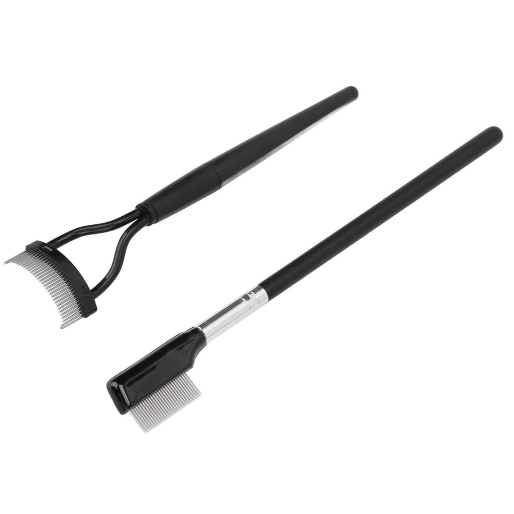 2pcs Eyelash Comb Set Folding Stainless Steel Teeth Lash Separator Eyelash Grooming Brushes