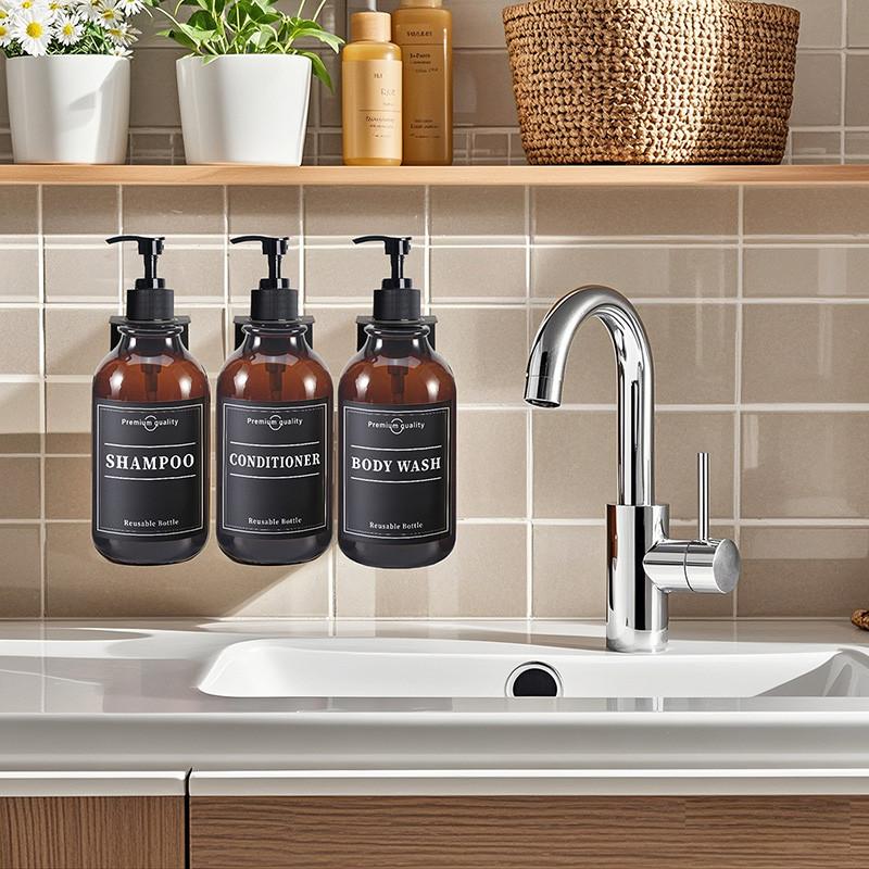 500ml Shampoo Conditioner Bodywash DIspenser Bottle Wall Mounted Bathroom Farmhouse Decor Soap Bottle with Sticker
