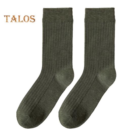 

1 пара чоловічих ділових шкарпеток Середня трубка без запаху Ретро одноколірні високоеластичні протиковзкі дихаючі м’які вбираючі піт протиусадкові спортивні бавовна армія зелений колір