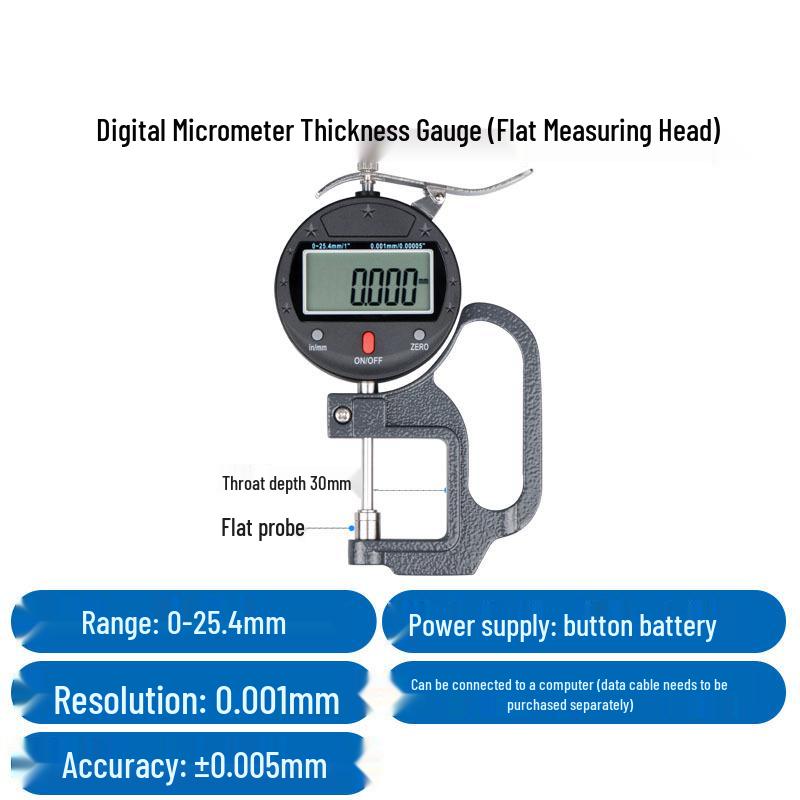 HEMUELE Digital Micrometer Caliper for Measuring Film, Paper, Leather, and Tubes