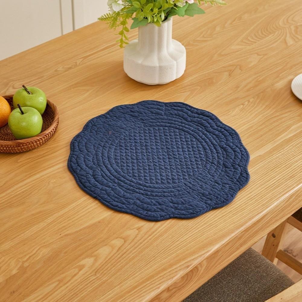 Scalloped Edge Quilted Placemats Washable Dining Placemats Gifts Round Placemats  Table Mats