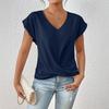 Summer Solid-color Fitted V-neck Women's Short-sleeved T-shirt
