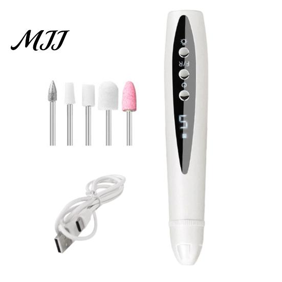 Adjustable Speed Nail Drill 2-In-1 Electric with 5 Bits, 5-Speed Cordless Manicure File Compact Care Tool UV LED Lamp, USB Rechargeable for