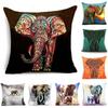 45*45CM Federa Cuscino Decorazione Casa Divano Poliestere Stampa Elefante Copricuscino Stile Indiano Animale