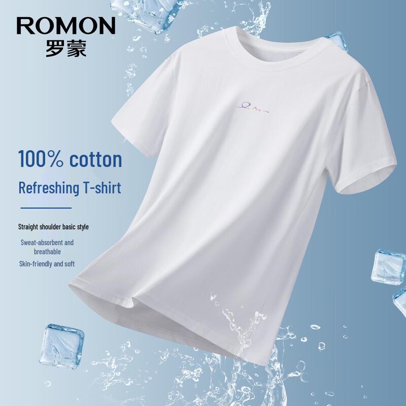 ROMON Men s Crew Neck 100% Cotton Short Sleeve T-Shirt TH2613 180