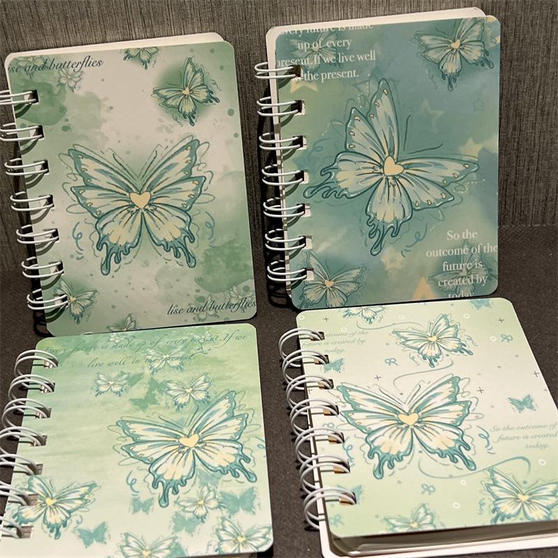 

4 шт./набор Милый блокнот на спирали с бантом и бабочкой A5 Планировщик на спирали Портативный блокнот для детей, девочек, подарок на день рождения, обратно в школу A7