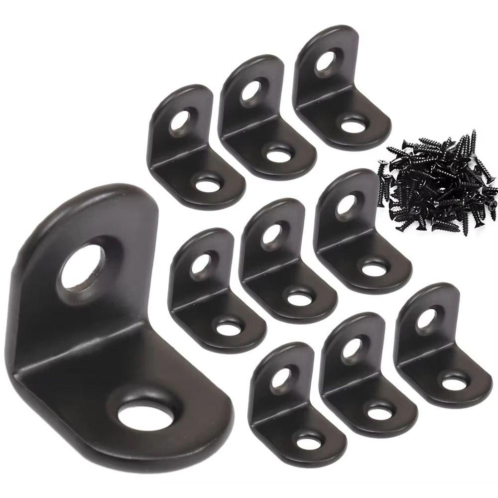 10Sets Furniture Fastener Angle Bracket Cabinet Screens Wall Shelf Support Bracket