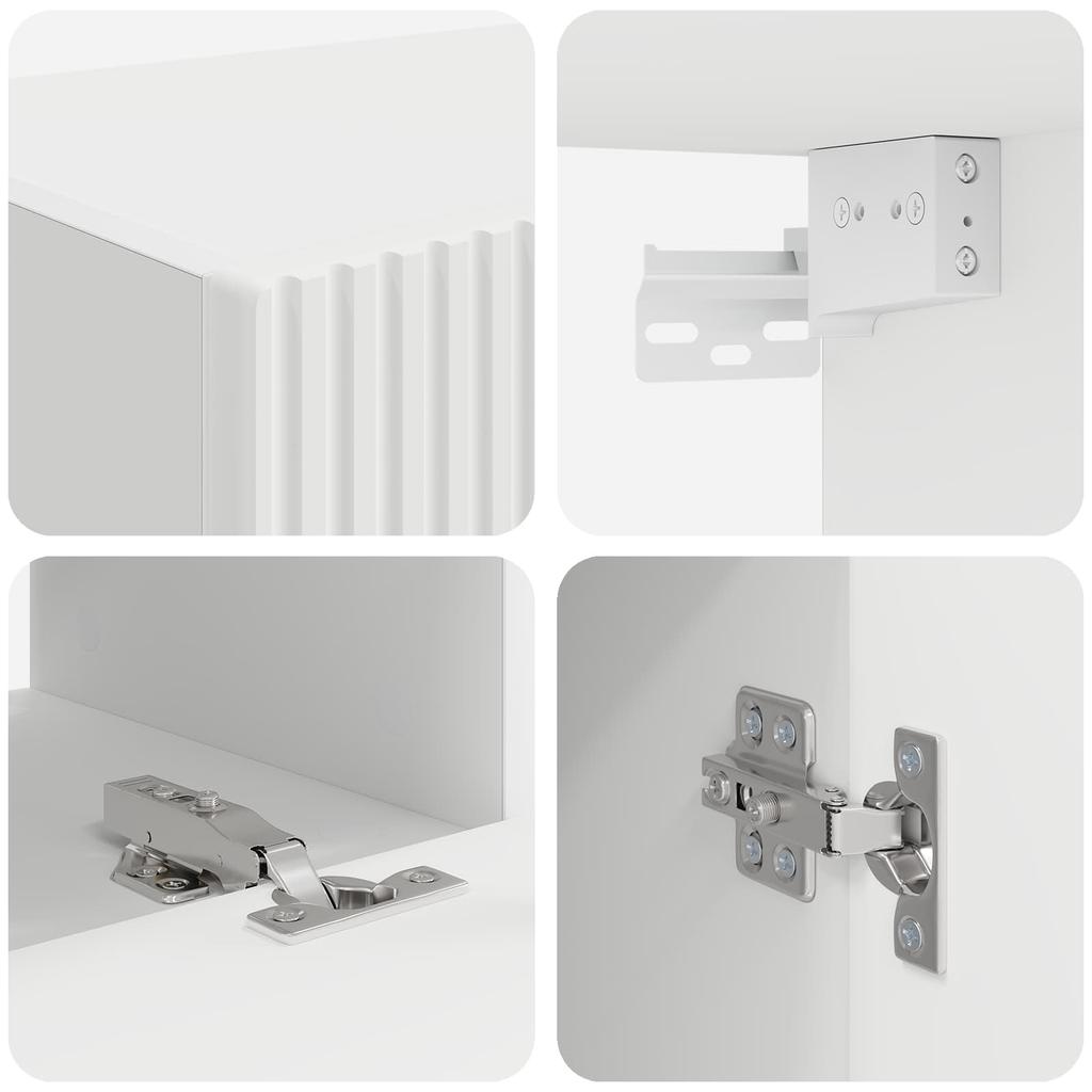 Wall Mounted TV Cabinet Set 4 pcs White Particleboard