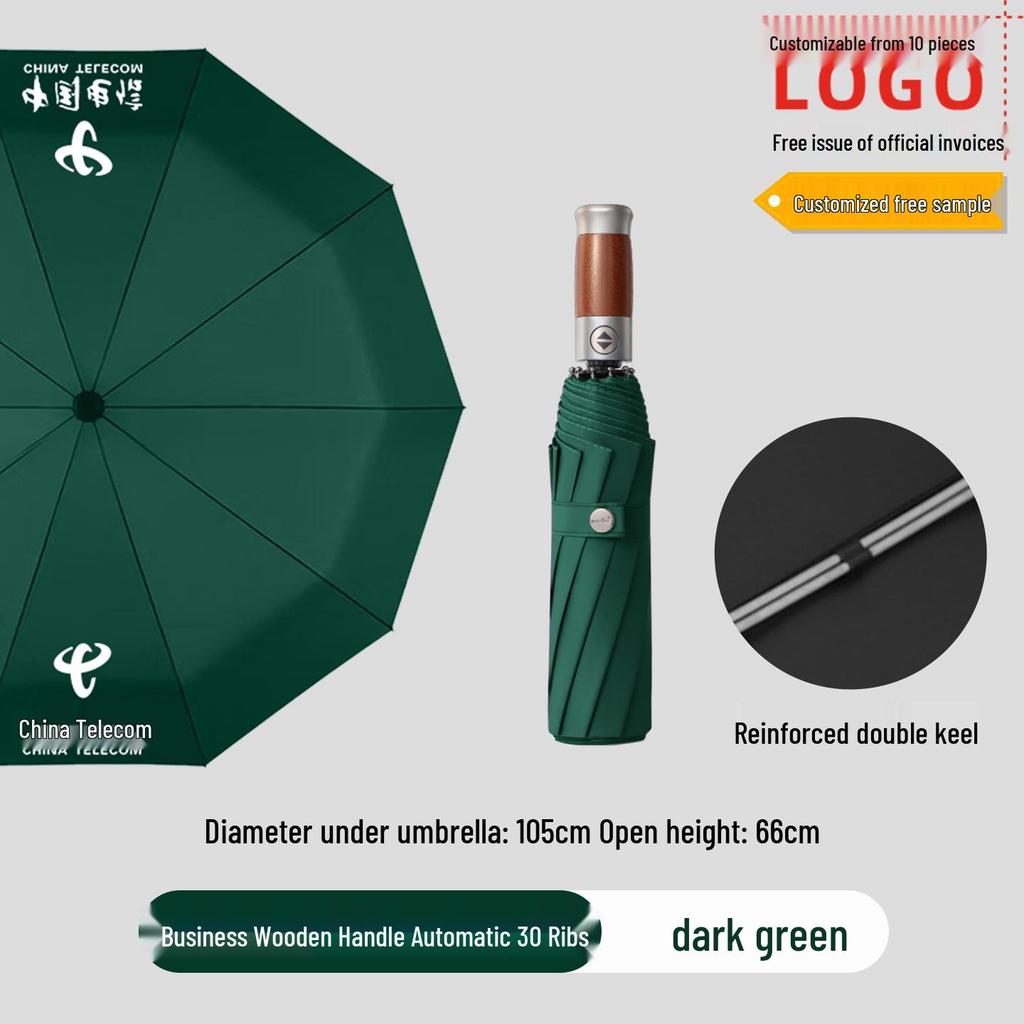 Custom Curved Handle Golf Umbrella - Sun & Rain Dual-Use Advertising Gift Umbrella